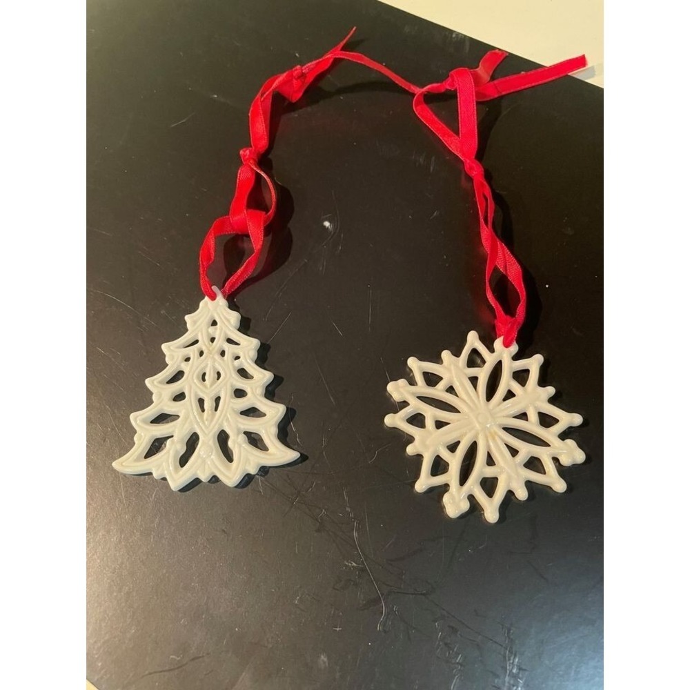 Vintage Lenox Porcelain Christmas Ornaments – Snowflake & Tree Set